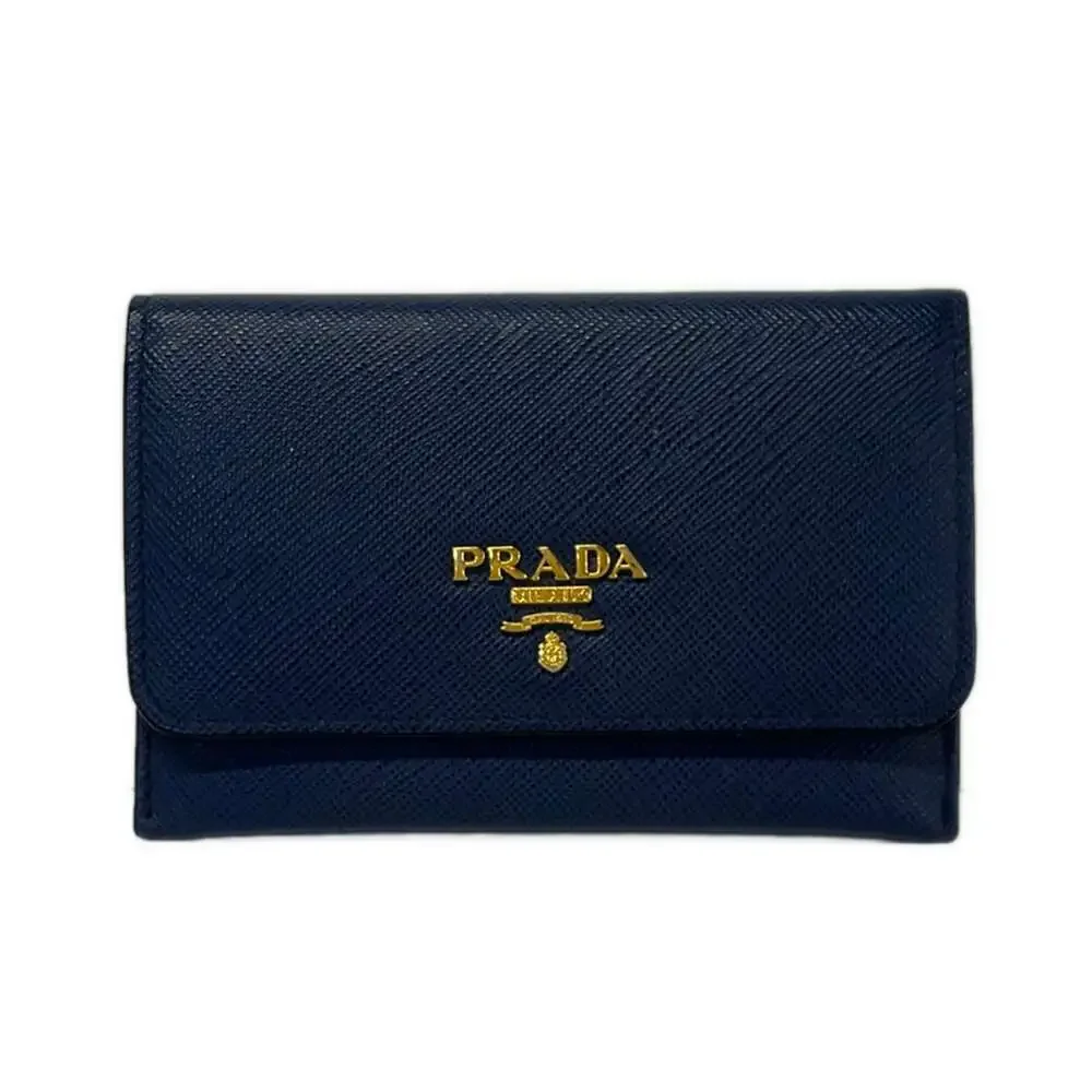 Prada Card Case Navy Gold - Picture 1 of 5